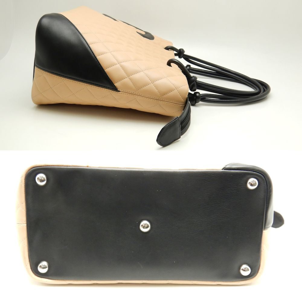 Chanel Cambon Line Tote Calf Black Beige Tote Bag