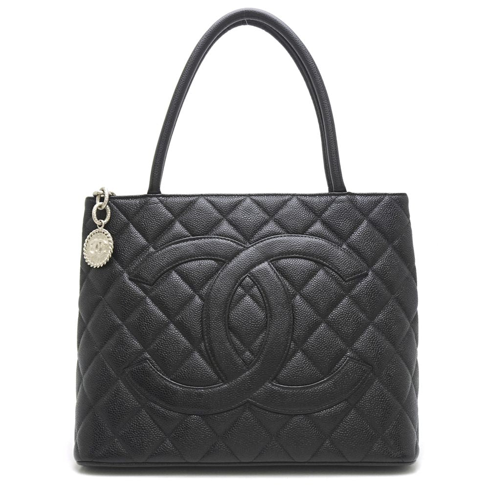 Chanel Reprint Tote Bag Caviar Skin x Metal Black Silver