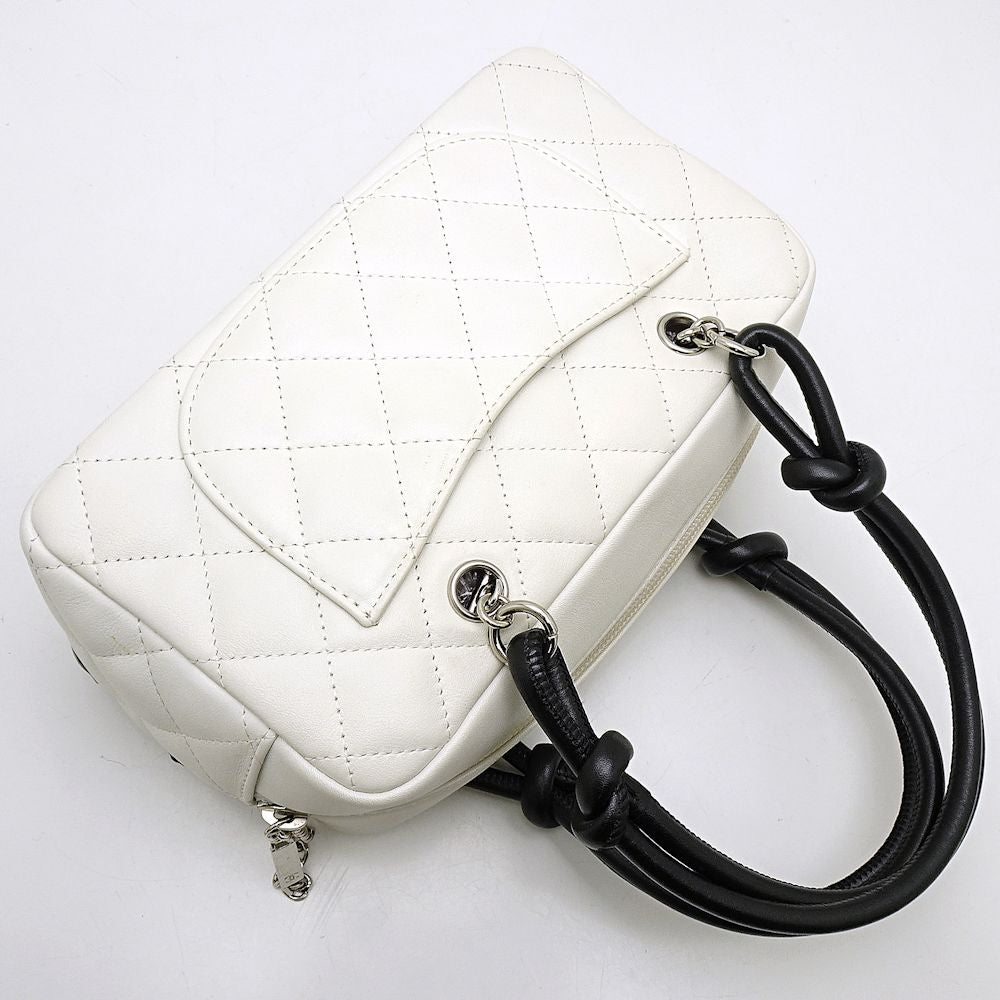 Chanel Cambon Line Bowling Bag Calf x Black White Mini Bag