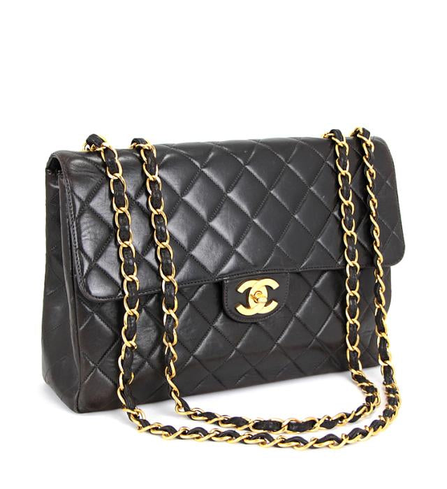 Chanel 30 Shoulder Bag Lambskin Matelasse Black