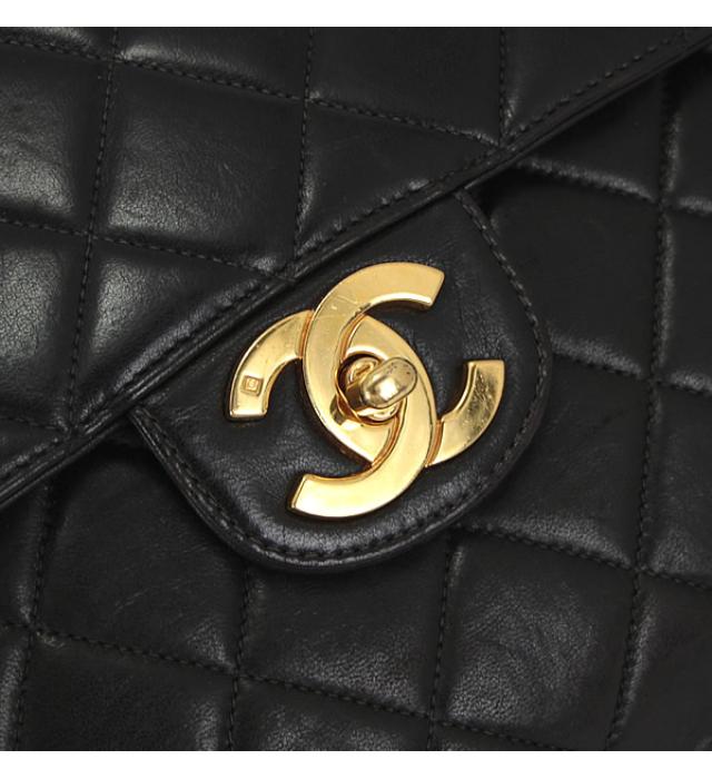 Chanel 30 Shoulder Bag Lambskin Matelasse Black