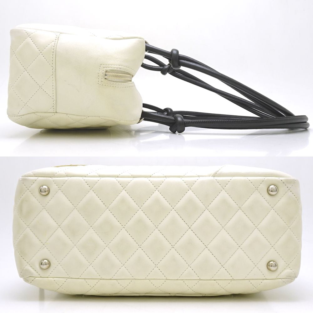 Chanel Cambon Line Bowling Bag x Python Leather White Handbag