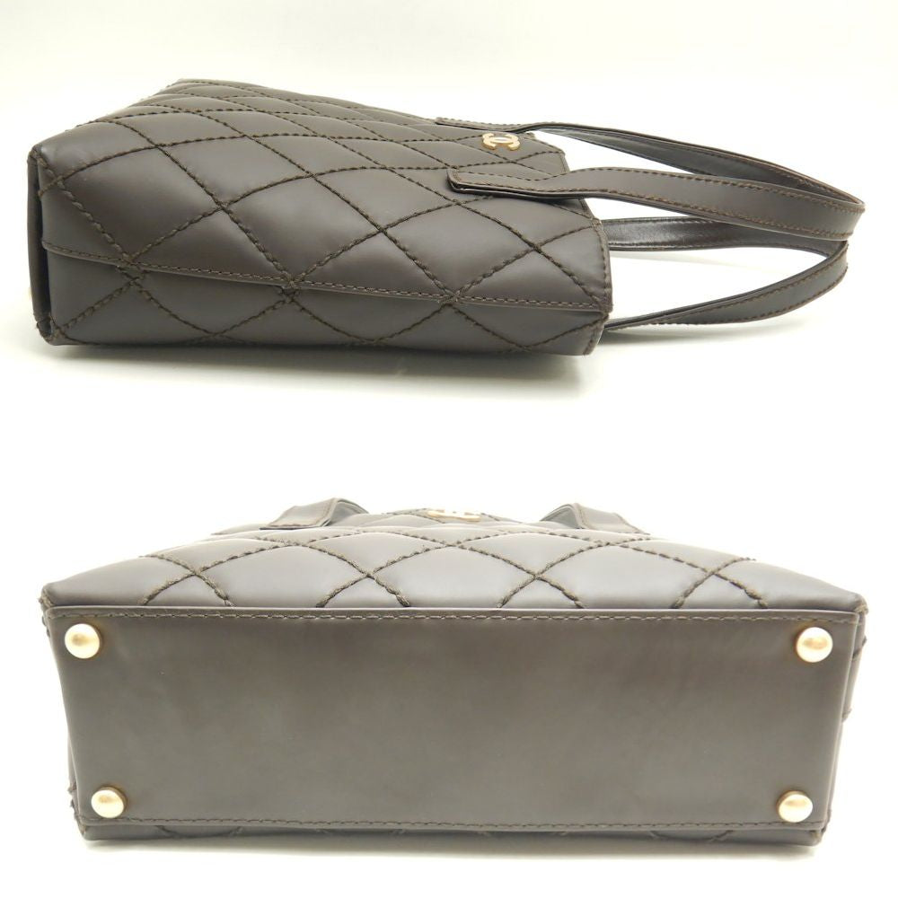 Chanel Wild Stitch Tote Bag Matte Leather Brown