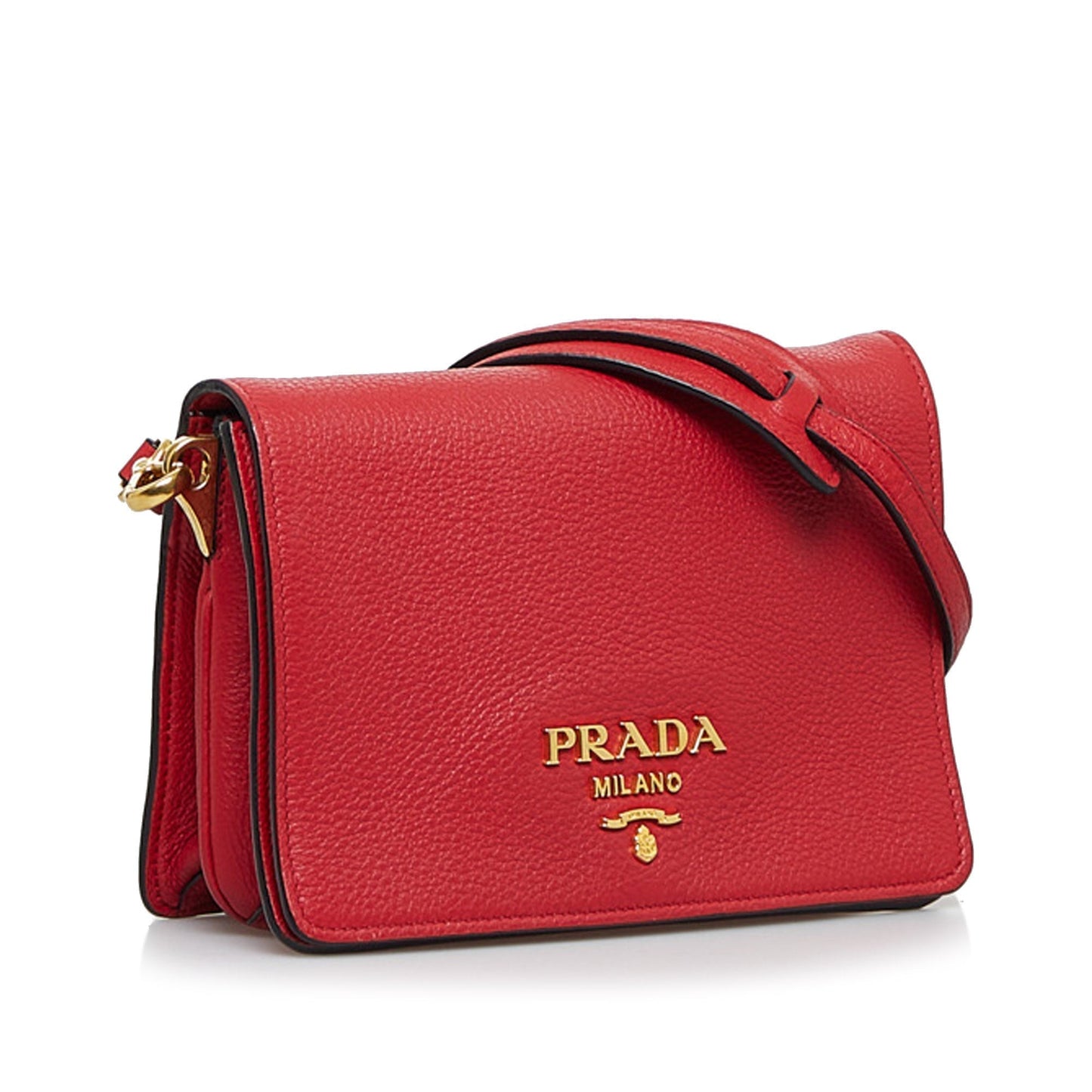 Prada Crossbody Bag Daino Vitello Red Gold