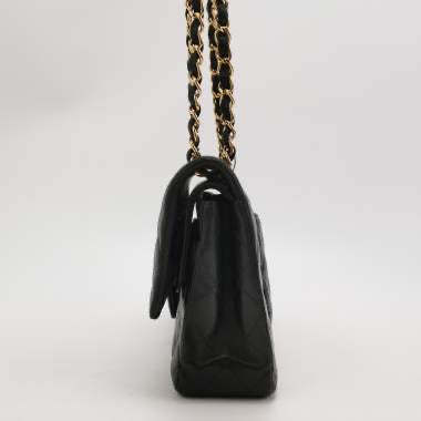 Chanel Timeless Classic Flap Lambskin Hardware Black Gold Leather Handbag 3