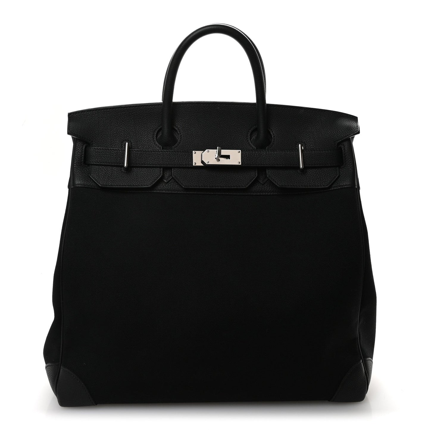 Hermes Togo Toile Hac Travel Birkin Travel Bag Black