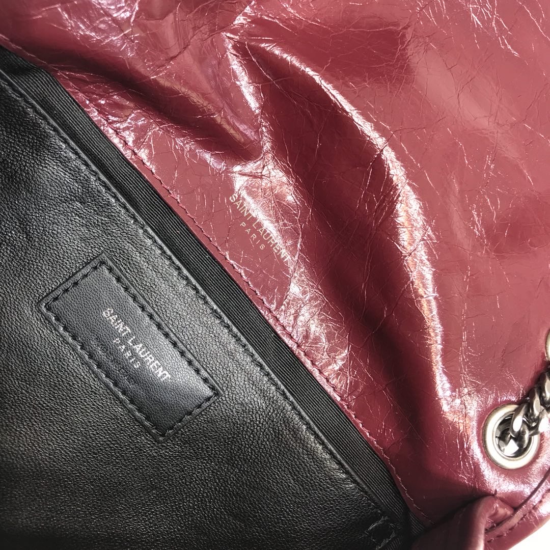 YSL Saint Laurent Niki Shoulder Bag Monogram Chain Burgundy For Women