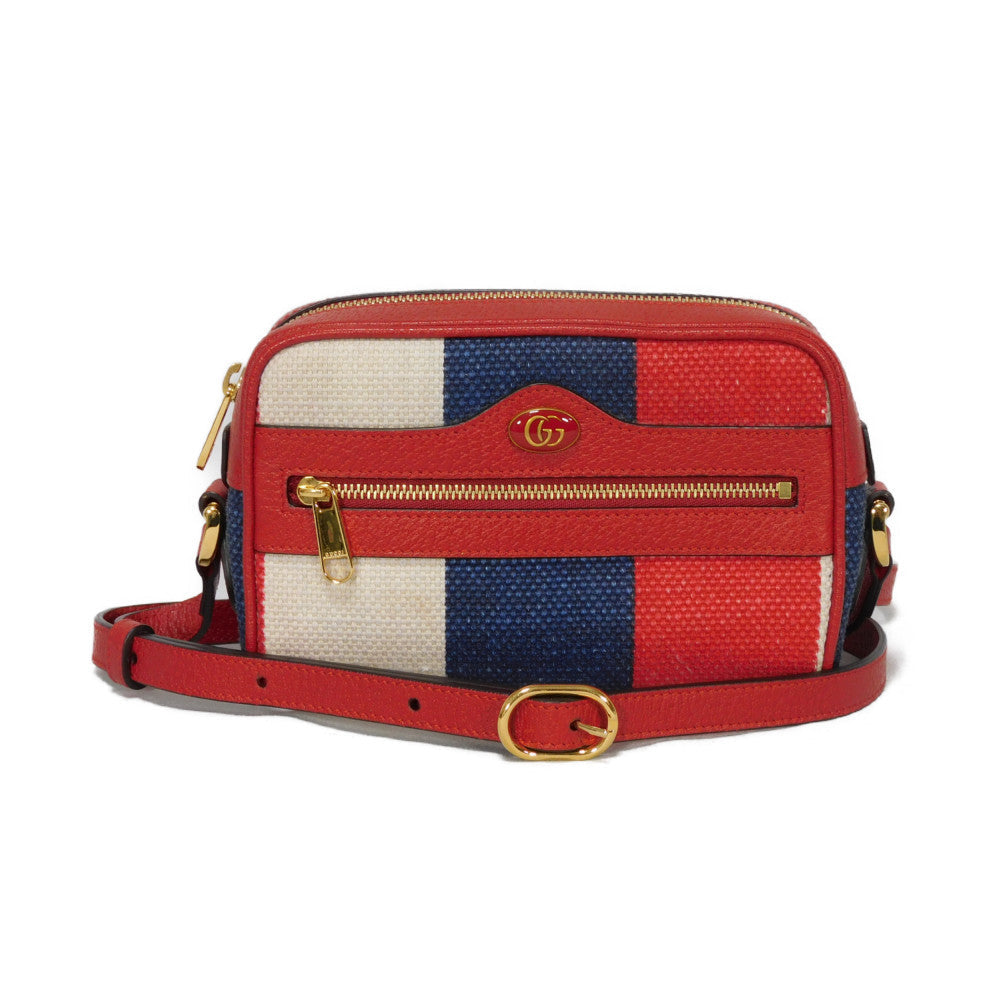 Gucci Baia de la linen x Leather Canvas Calf Mini Crossbody Bag