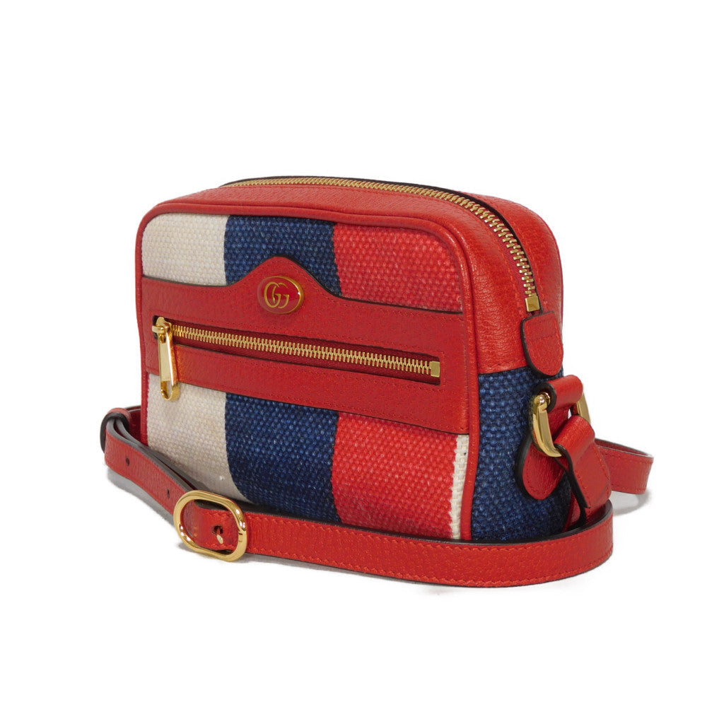 Gucci Baia de la linen x Leather Canvas Calf Mini Crossbody Bag