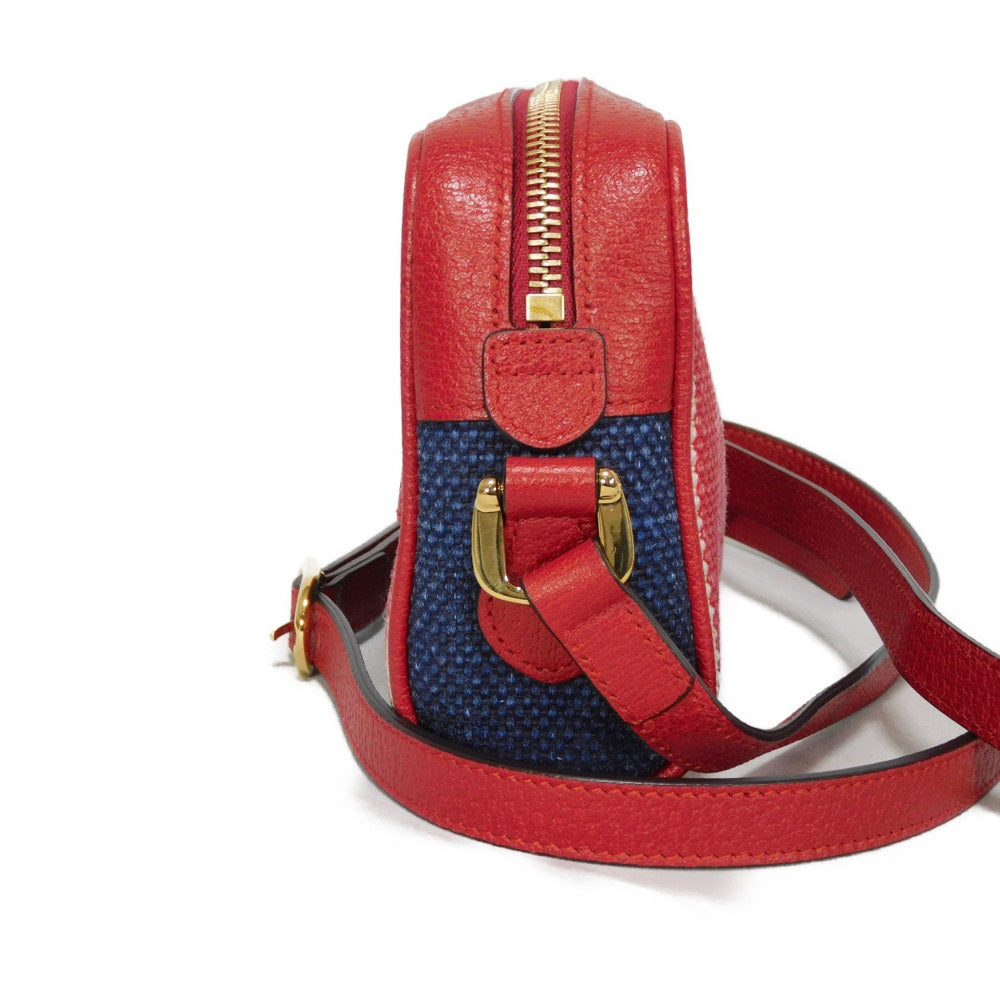 Gucci Baia de la linen x Leather Canvas Calf Mini Crossbody Bag
