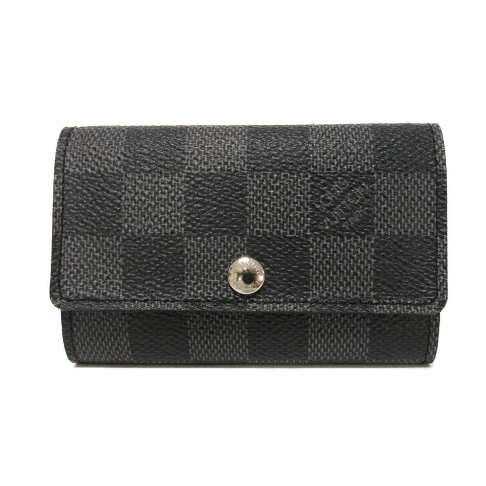 Louis Vuitton Key holder N62662 Damier Leather Canvas Black Grey Key Chain