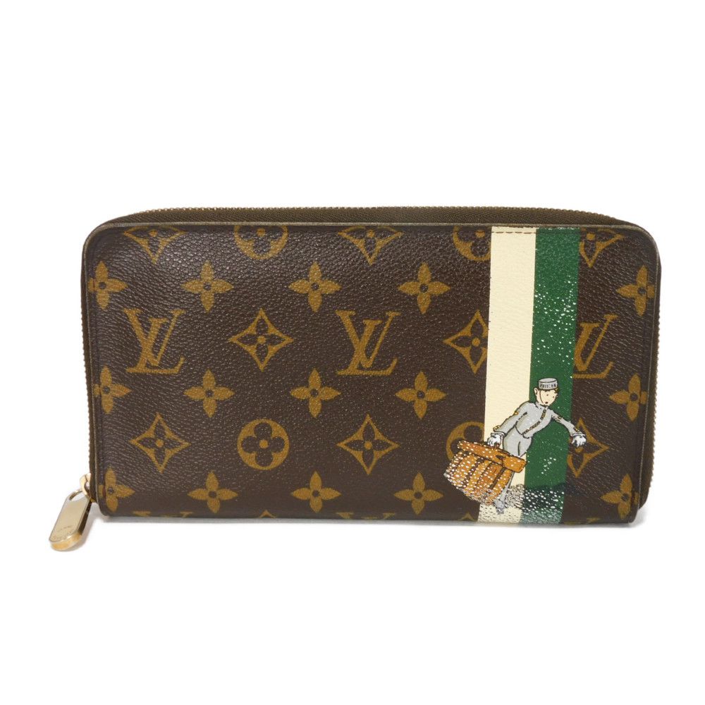 Louis Vuitton Long Purse M60035 bellboy print Monogram Leather Canvas Green Wallet Case