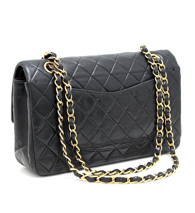 Chanel 25 Shoulder Bag W Flap Lamb Matelasse Black
