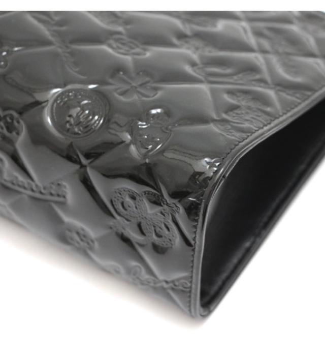 Chanel Icon Handbag Pouch Patent Matelasse Black