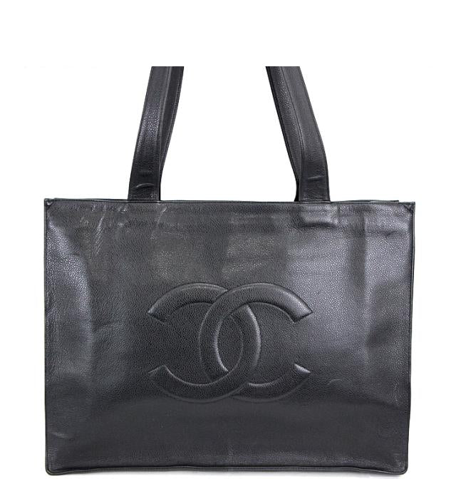 Chanel Shoulder Tote Bag Decacoco Mark Caviar Skin Black Large Shoulder Bag
