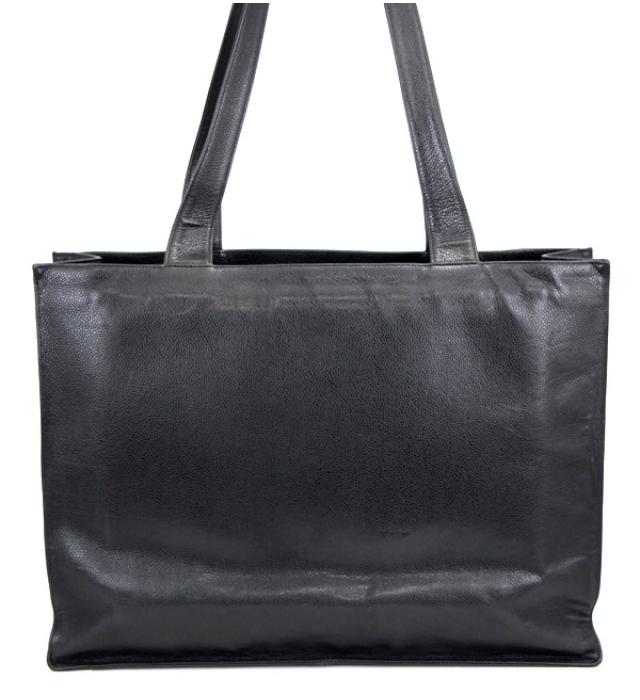 Chanel Shoulder Tote Bag Decacoco Mark Caviar Skin Black Large Shoulder Bag