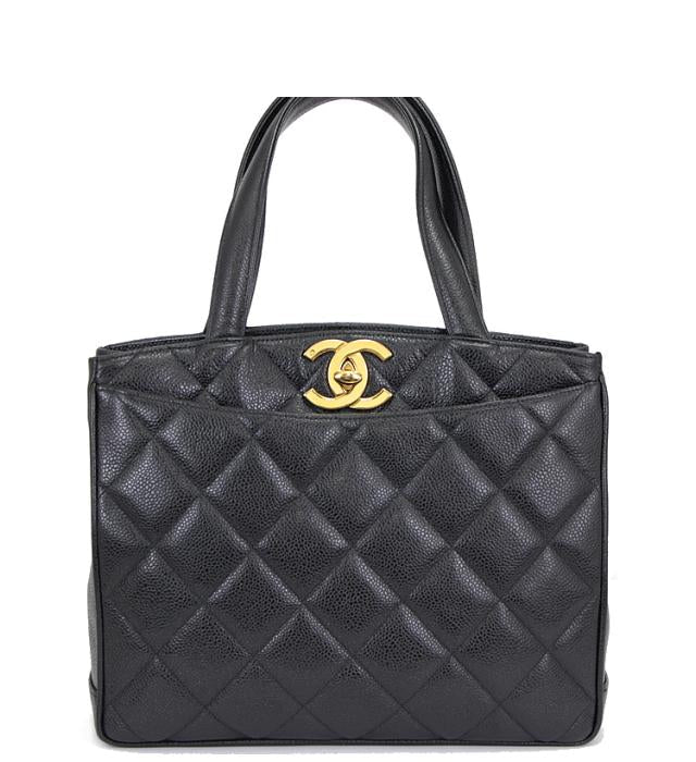 Chanel Tote Bag Handbag Caviar Skin Matelasse Black