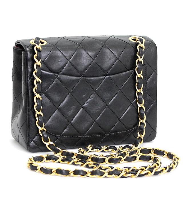 Chanel Chain Shoulder Bag Lamb Matelasse Black
