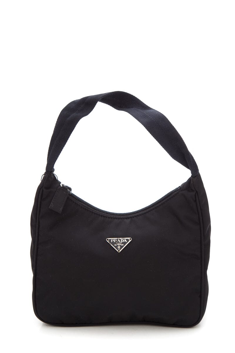 Prada Tessuto Hobo Handbag Nylon Black Shoulder Bag