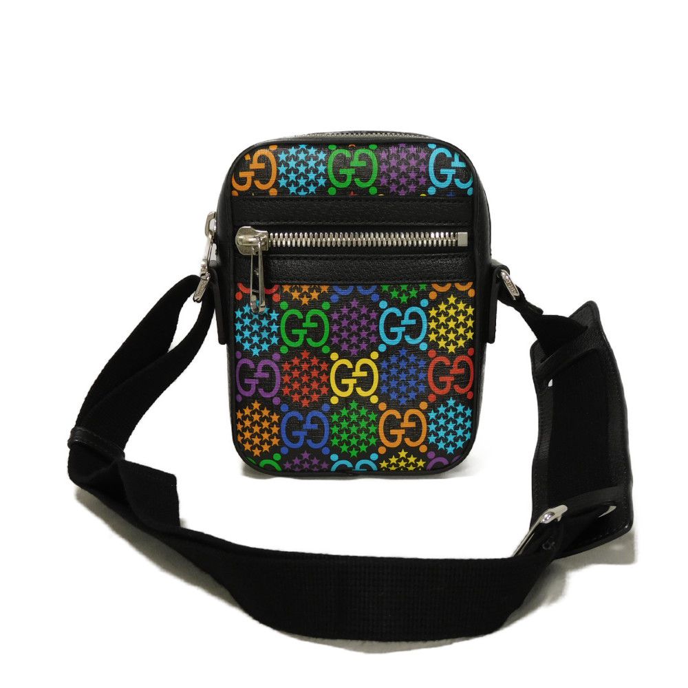 Gucci H20AN GG psychedelic x embossed Leather Canvas Calf Multicolor Shoulder Bag