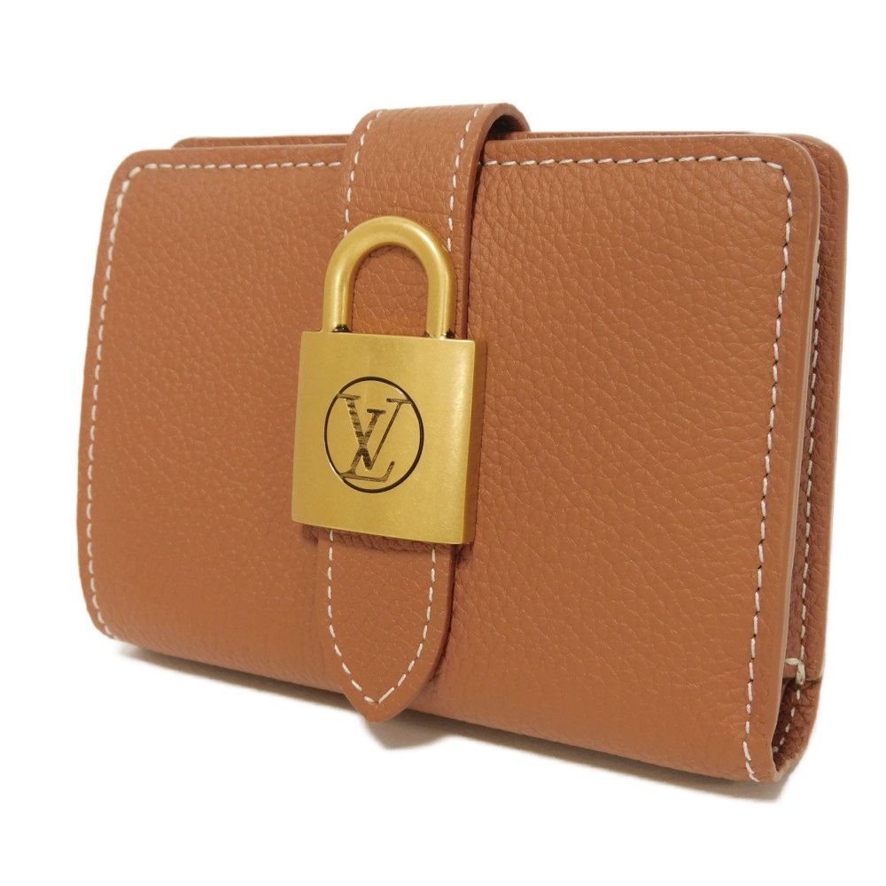 Louis Vuitton Bifold M12148 cognac Current Padlock Leather Calf Brown Wallet Case