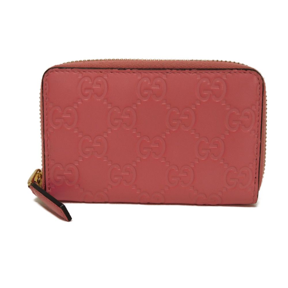 Gucci Coin case GG striped Double Leather Pink Handbag