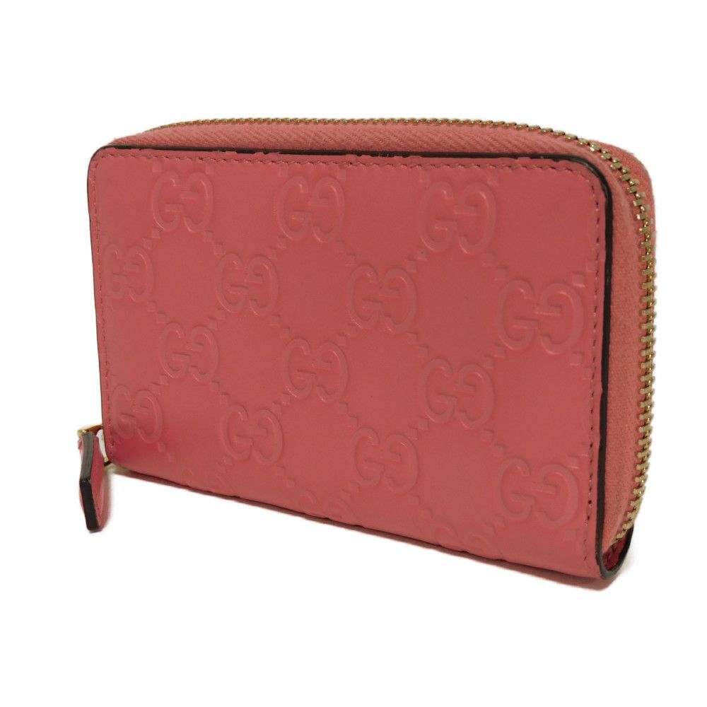 Gucci Coin case GG striped Double Leather Pink Handbag