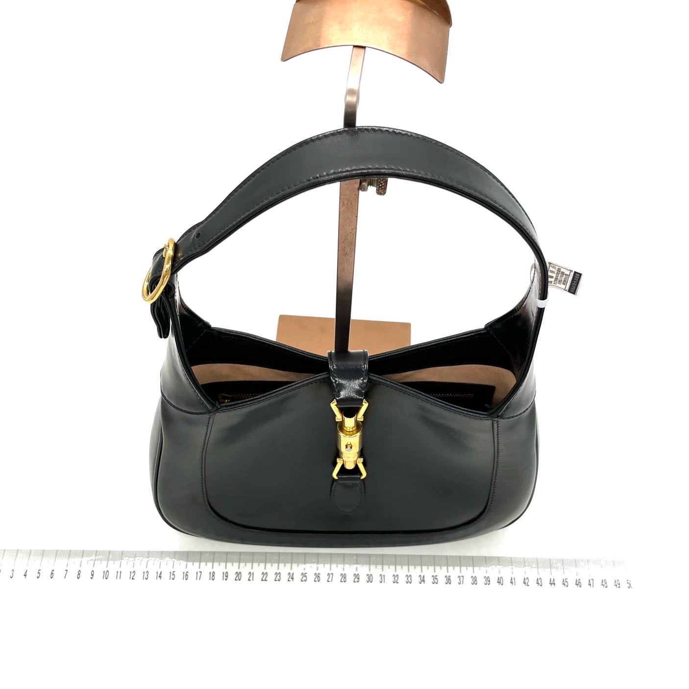 Gucci Jackie Bag Piston Lock With Strap Leather Black Travel Bag