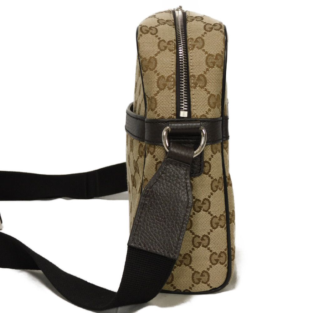 Gucci KY9KN GG x Logo embossing Leather Canvas Calf Beige Shoulder Bag