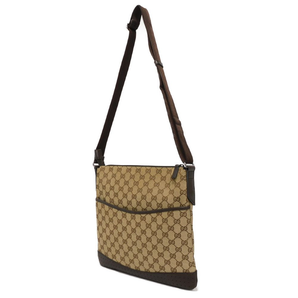 Gucci GG x GG Perforated messenger Leather Canvas Calf Beige Shoulder Bag