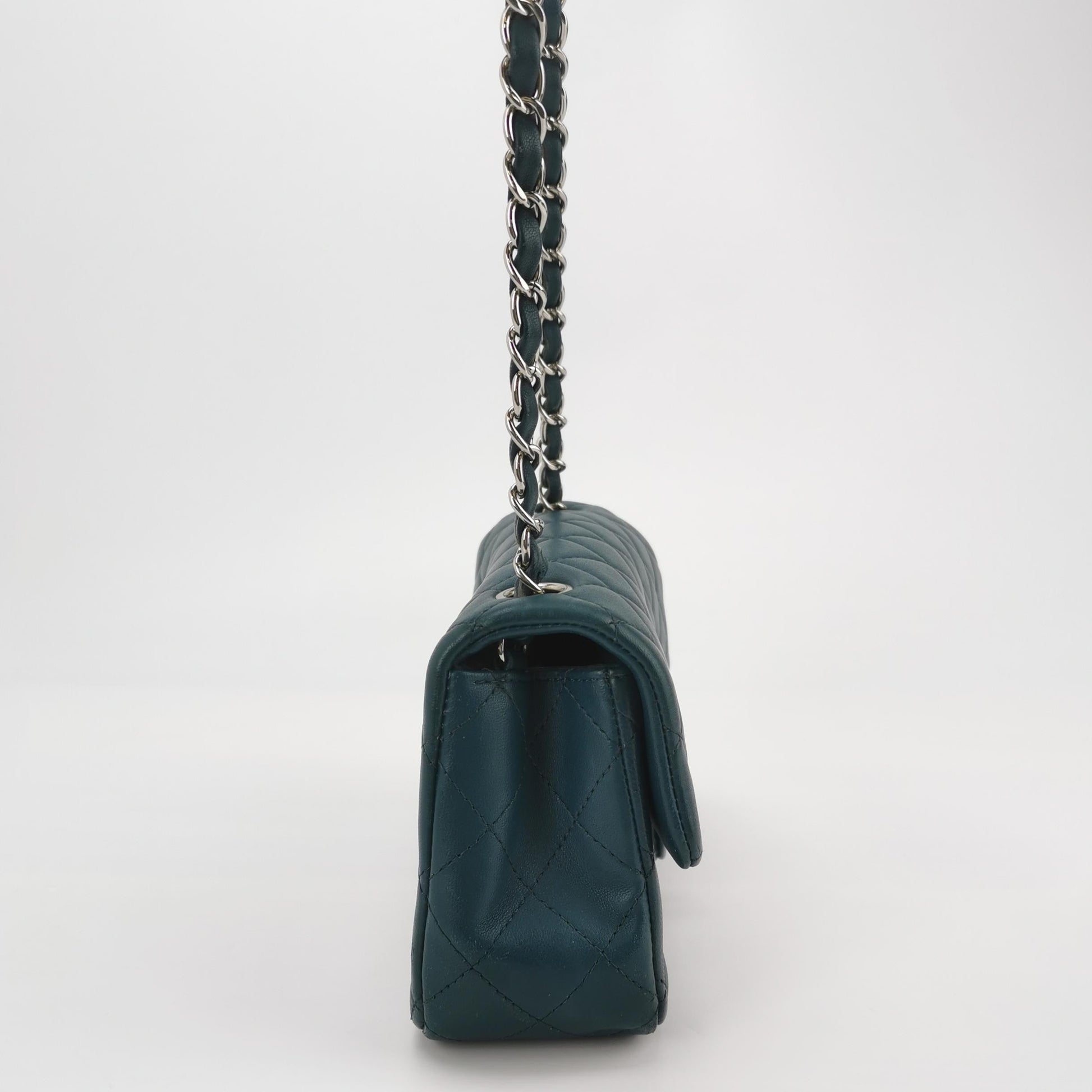 Chanel Classic Flap Rectangular Teal Lambskin Green Mini Bag
