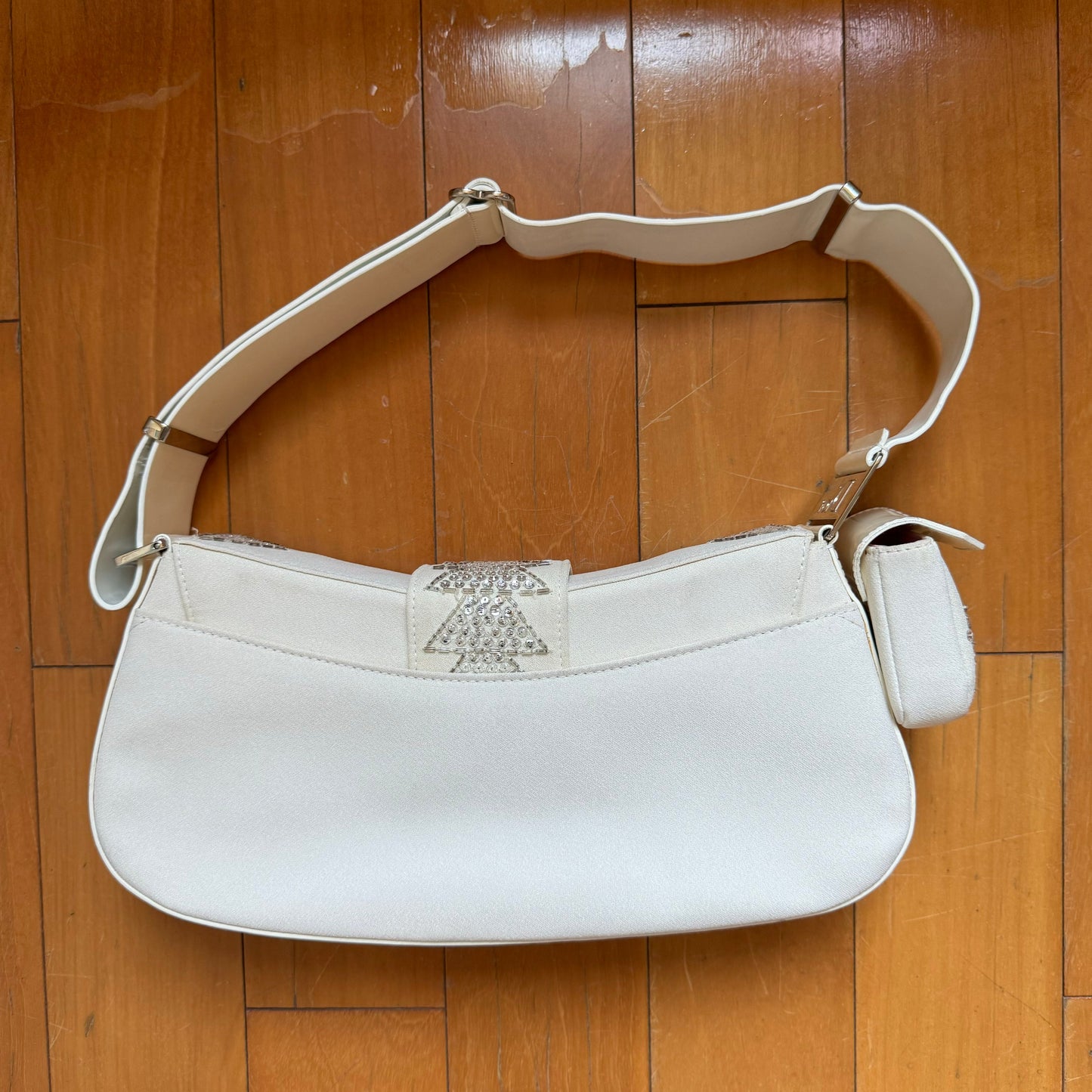 Dior Limited Edition Rare Columnbus Strict Chic Rhinestones White Travel Bag