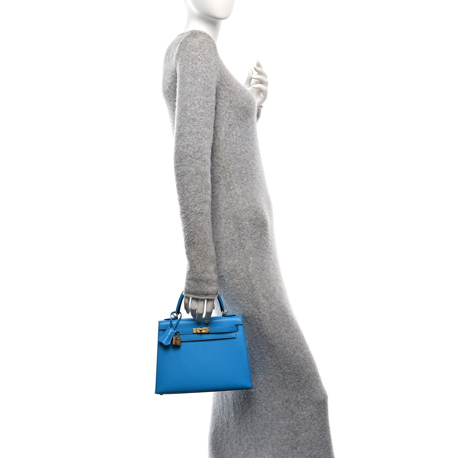 Hermes Chevre Chandra Kelly Sellier Bleu Frida Handbag Travel Bag