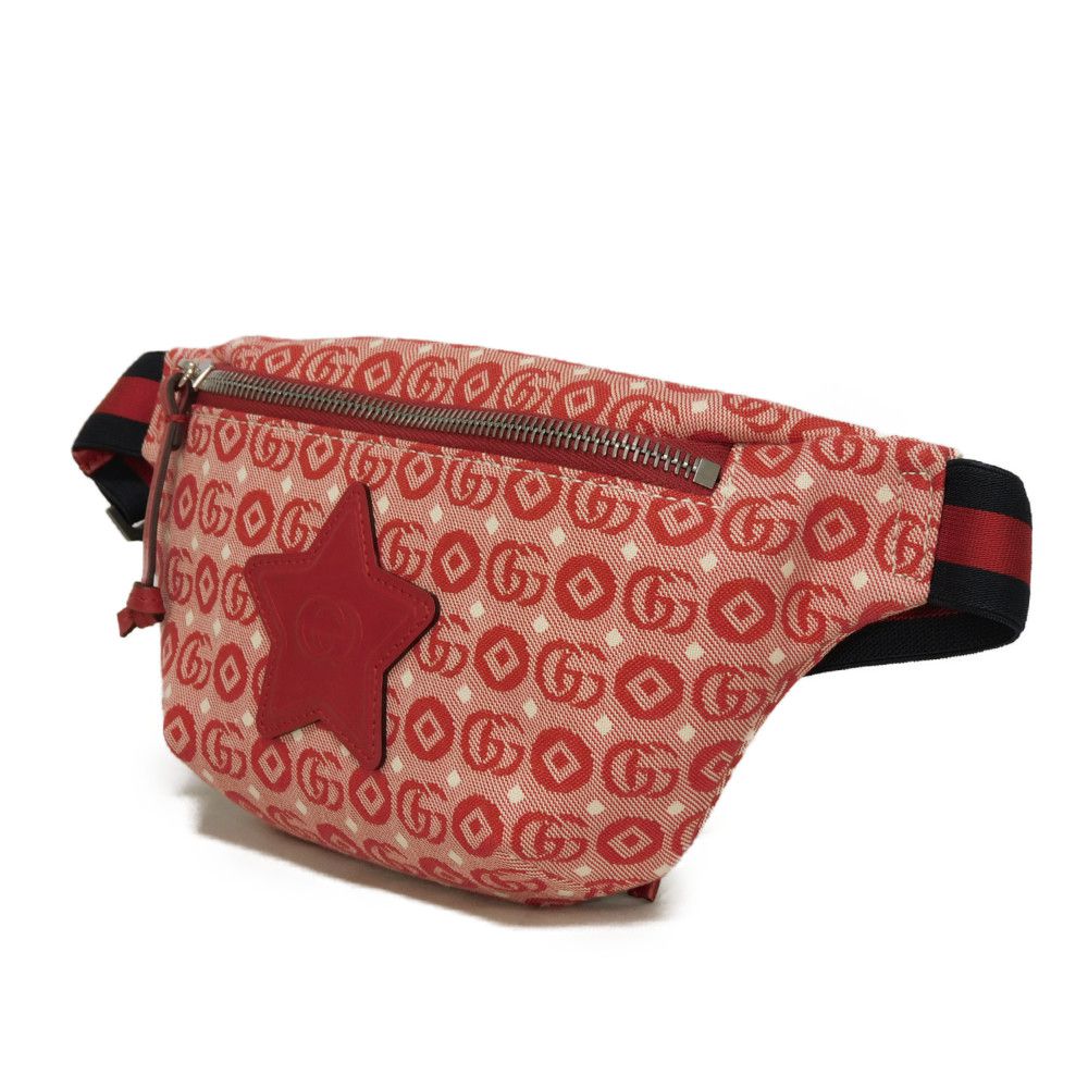 Gucci Star Interlocking Cotton Calf Waist Bag Leather Canvas Travel Bag