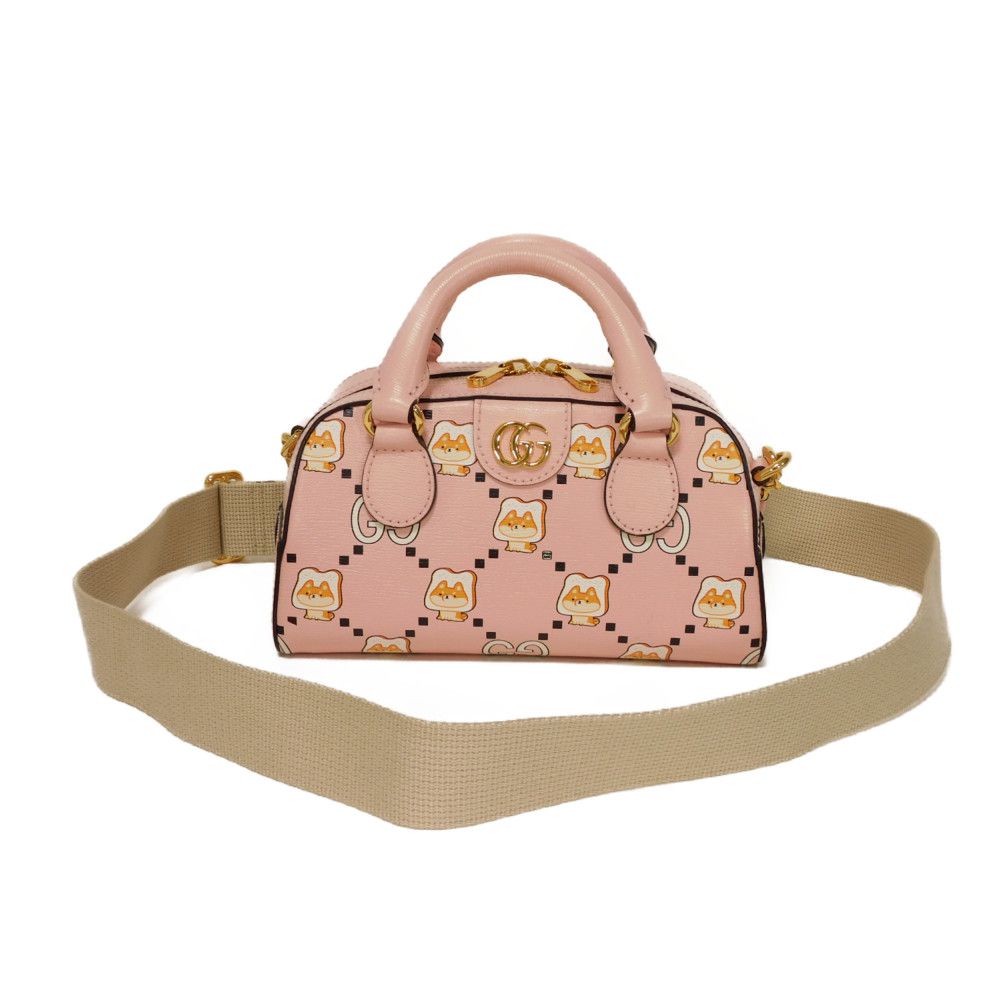 Gucci BUY Light GG Offdia Animal Leather Calf Pink Mini Bag