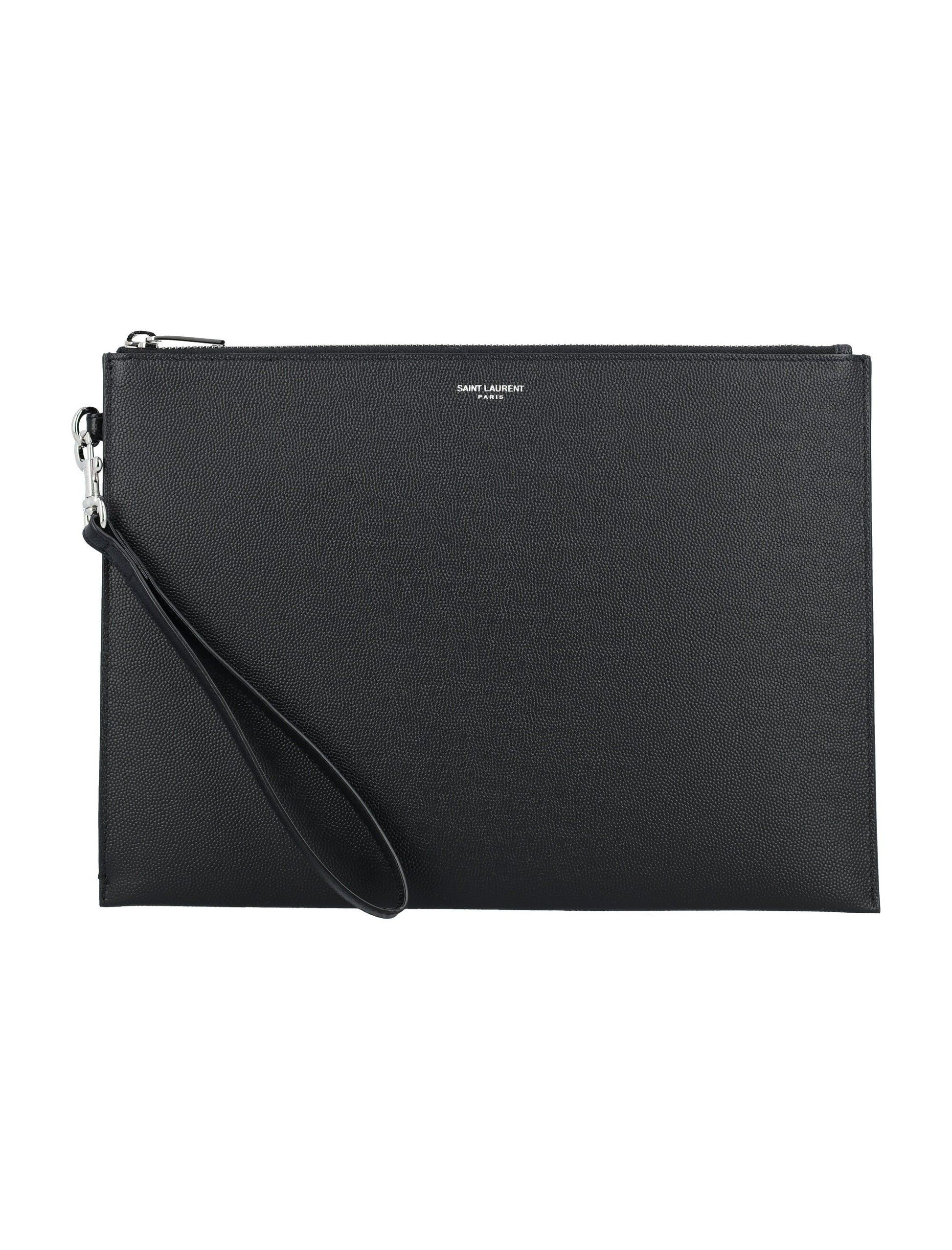 YSL Saint Laurent Saint Laurent Trending Men Zip Tablet Pouch Black Travel Bag