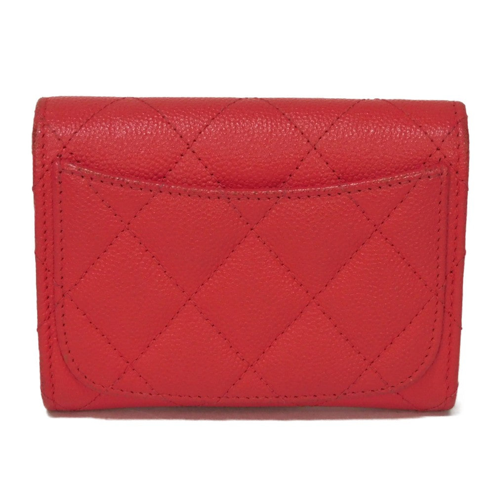 CHANEL Bifold Wallet A31504 Grained calfskin (embossed) Fuchsia COCO Mark matelasse compact wallet Women