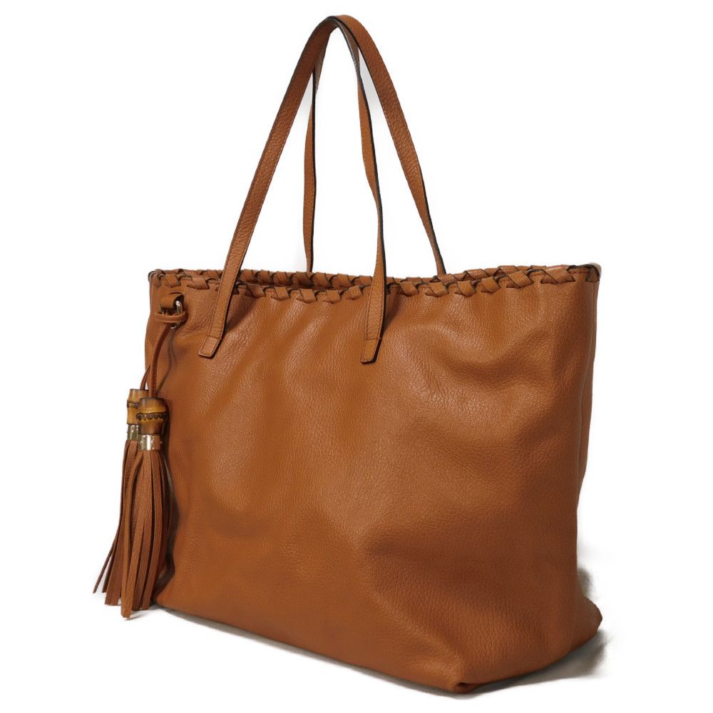 Gucci Bamboo Tassel Calf Tote Bag Leather