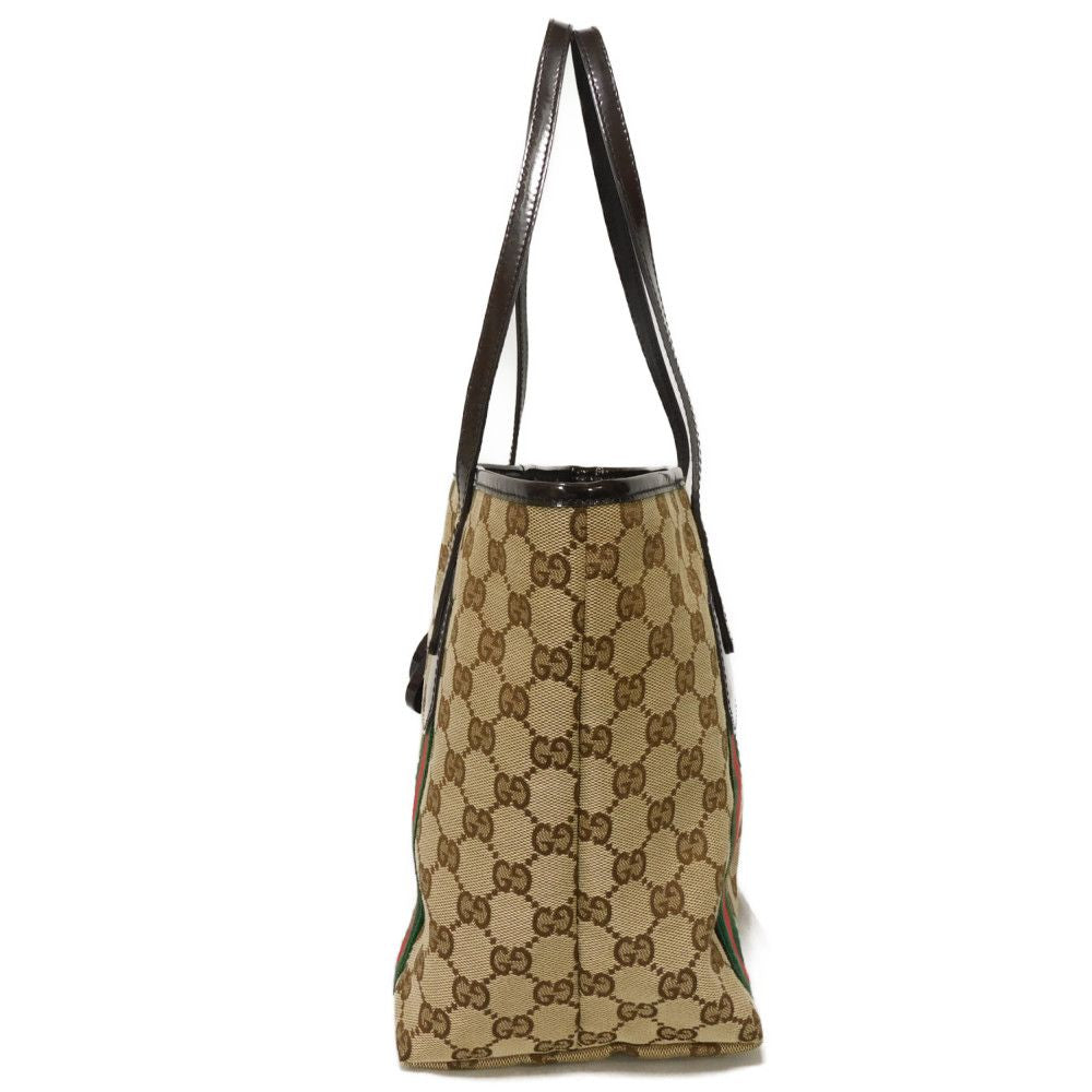 Gucci Web Stripe Patent Tote Bag Leather Canvas