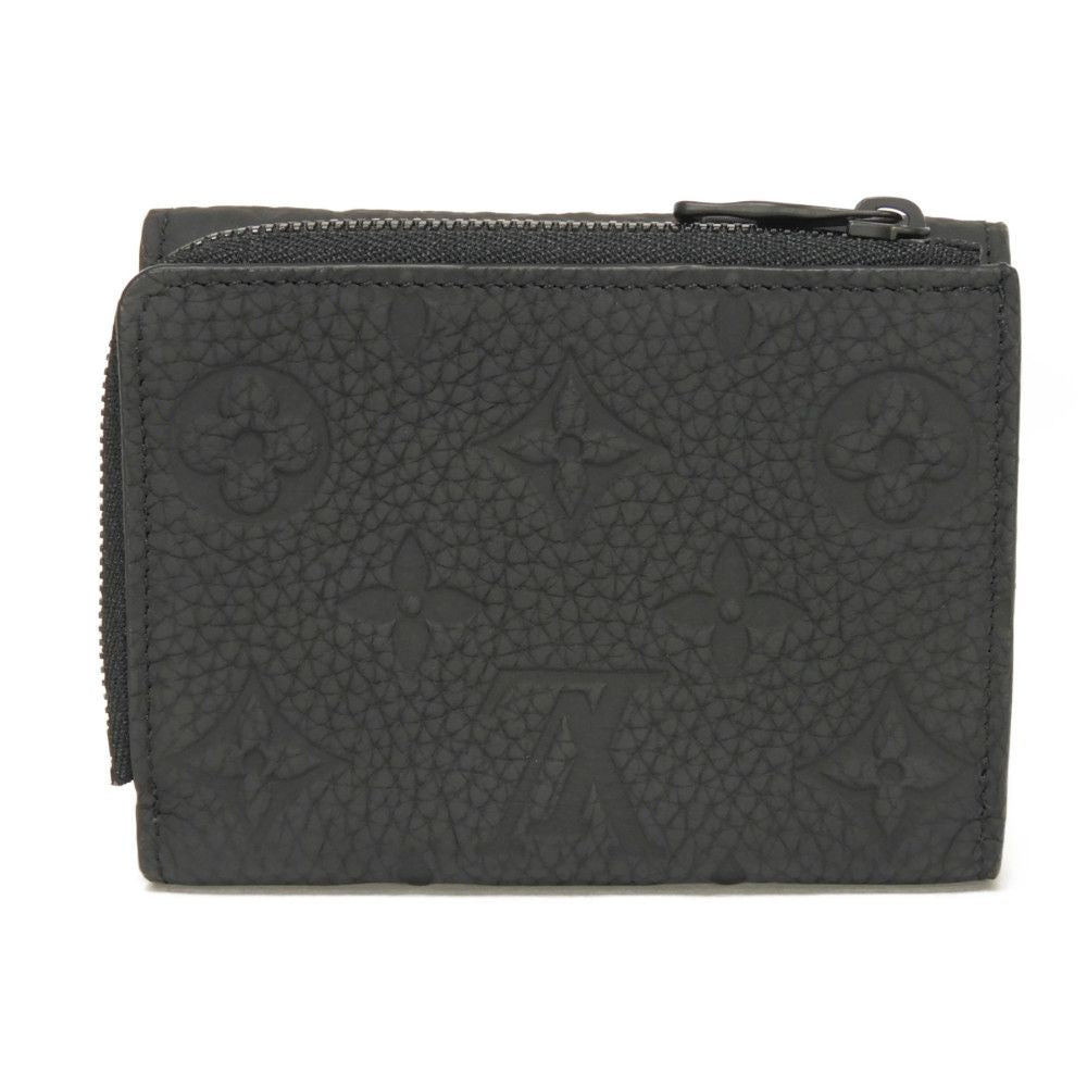 Louis Vuitton Tri-fold M82556 Taurillon Clemence embossed Monogram Leather Black Wallet Case