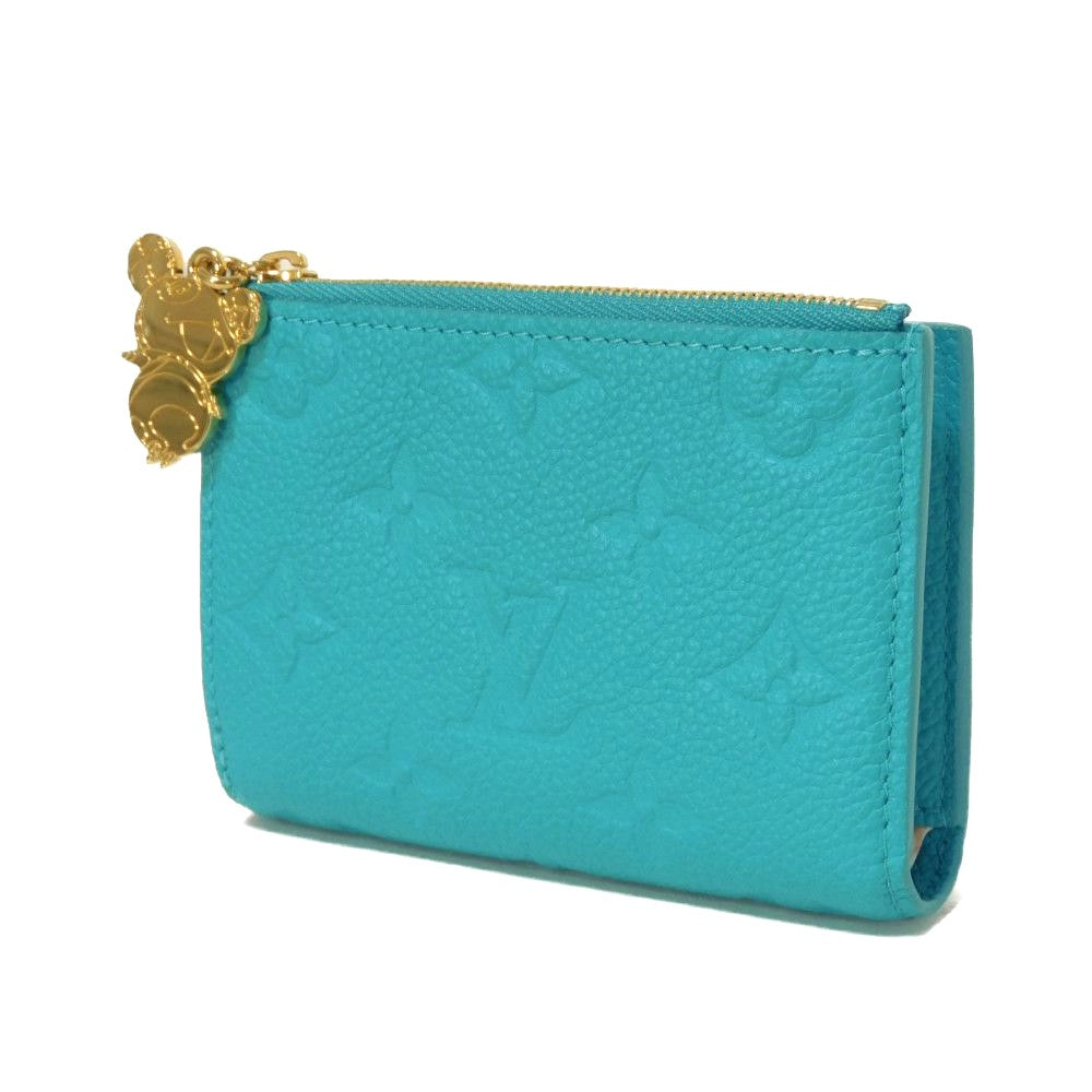 Louis Vuitton Bifold M14089 Taurillon Clemence embossed Monogram Leather Blue Wallet Case