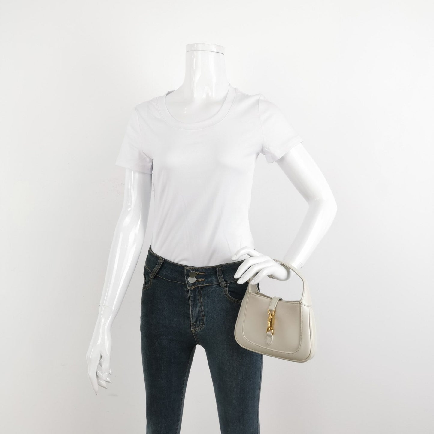 Gucci Jackie Adjustable Strap Size Leather White Mini Travel Bag