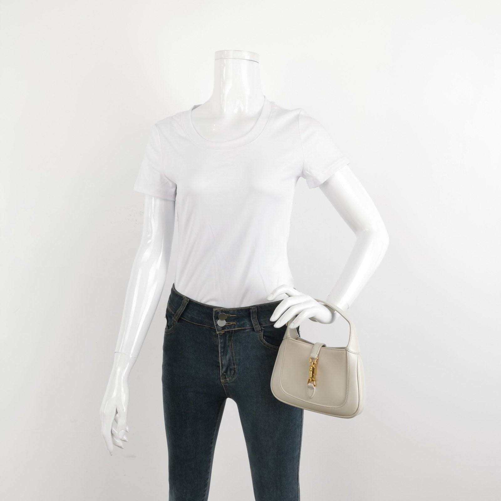 Gucci Jackie Adjustable Strap Size Leather White Mini Travel Bag