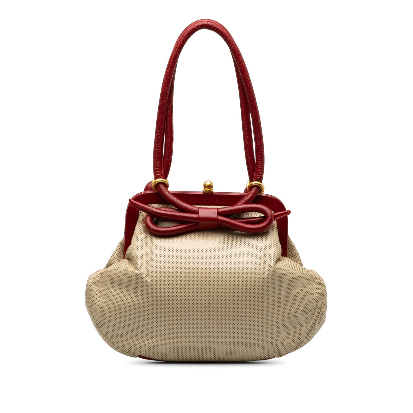 CHANEL Perforated Bow Frame Handbag