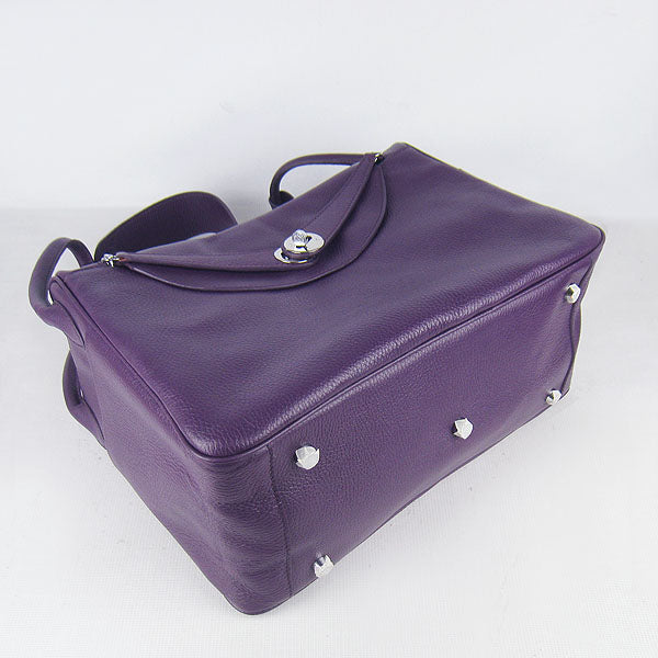 Hermes Luxury Lindy Cm Handbag Purple Silver Travel Bag