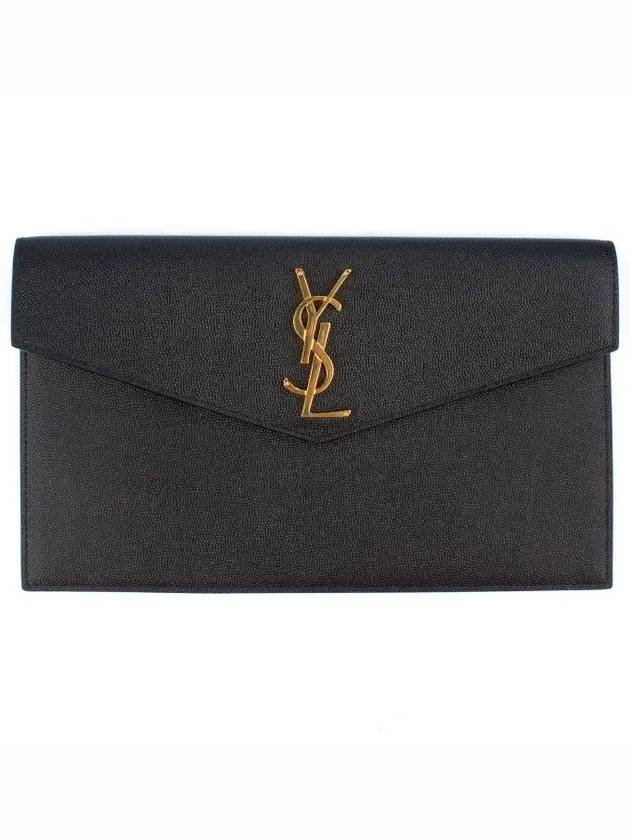 YSL Saint Laurent Saint Laurent Trending Uptown Grain De Poudre Leather Black Clutch Bag