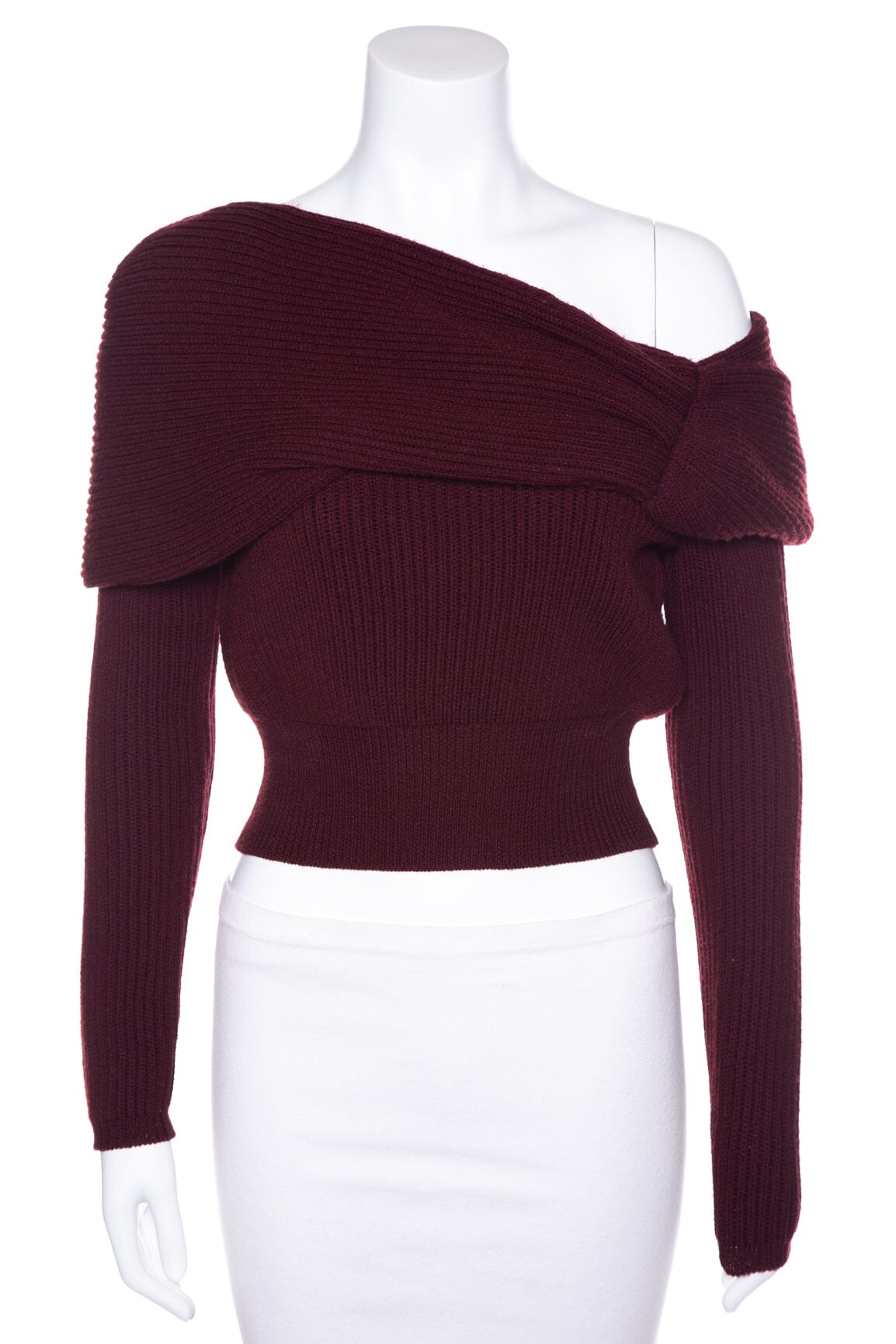 Dior Shoulder Bag Christian Maroon Off the Shoulder Sweater