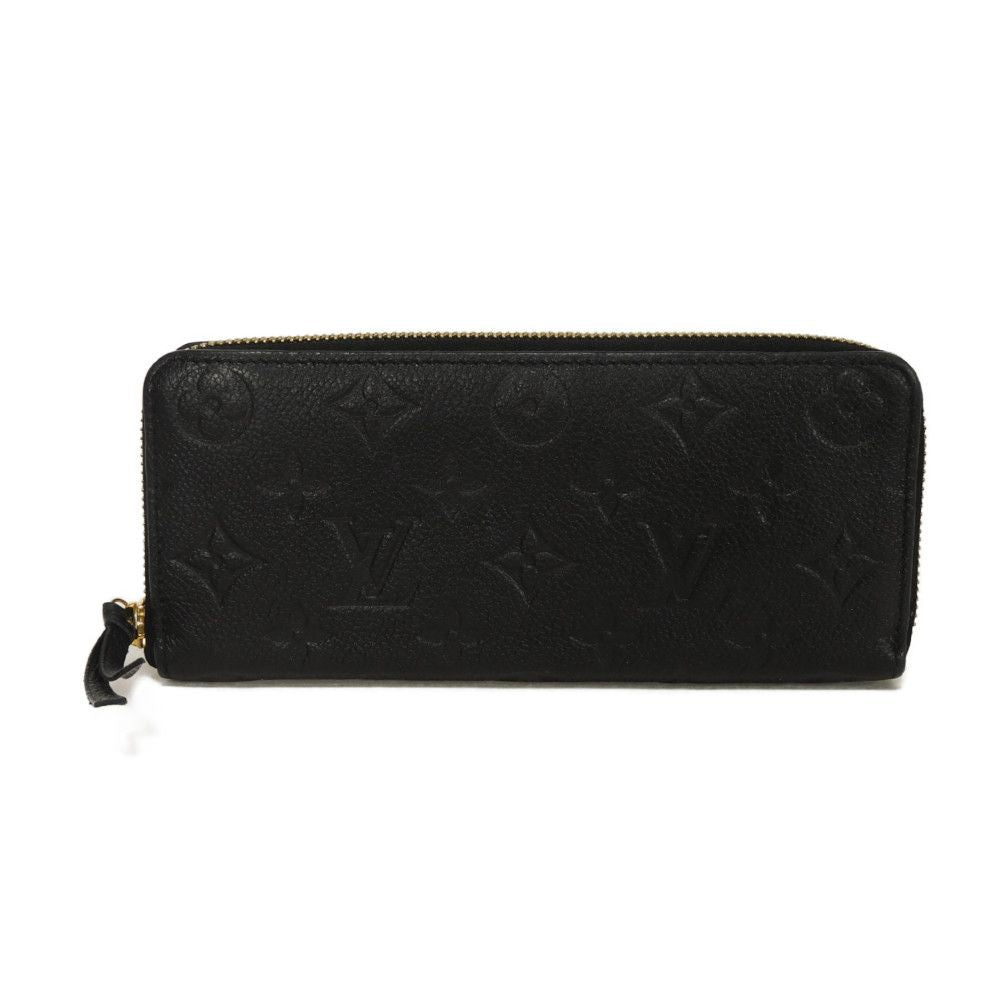 Louis Vuitton Long Purse M60171 Implant embossed Monogram Leather Black Wallet Case