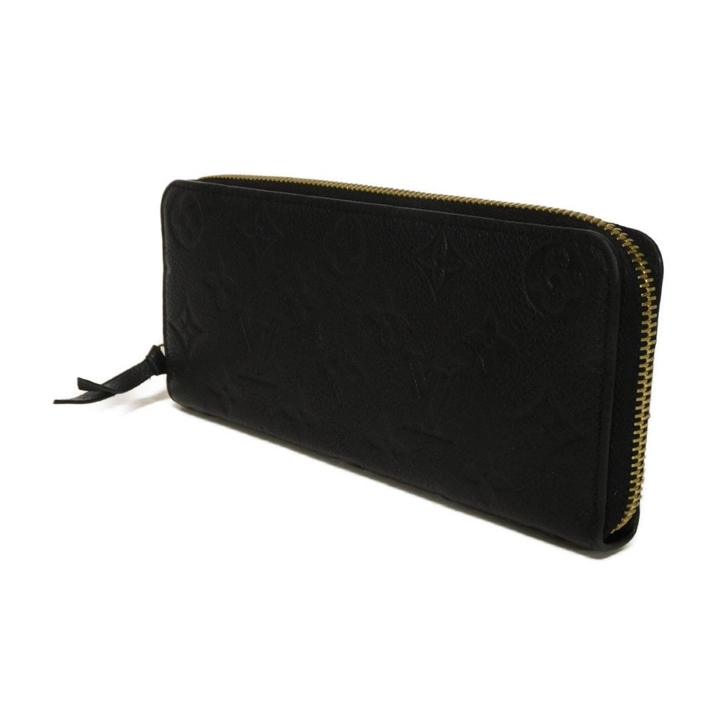 Louis Vuitton Long Purse M60171 Implant embossed Monogram Leather Black Wallet Case