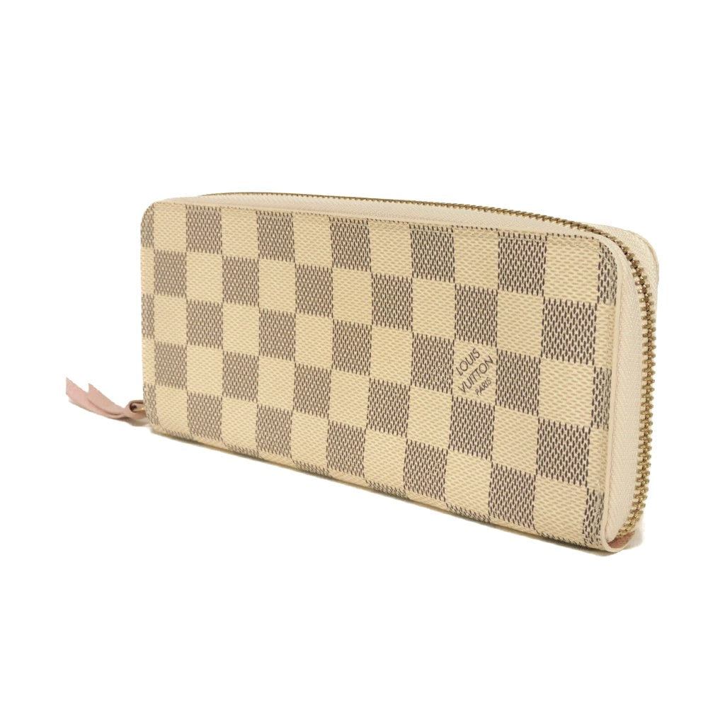 Louis Vuitton Long Purse N61264 Damier Azur Leather Canvas Pink Wallet Case